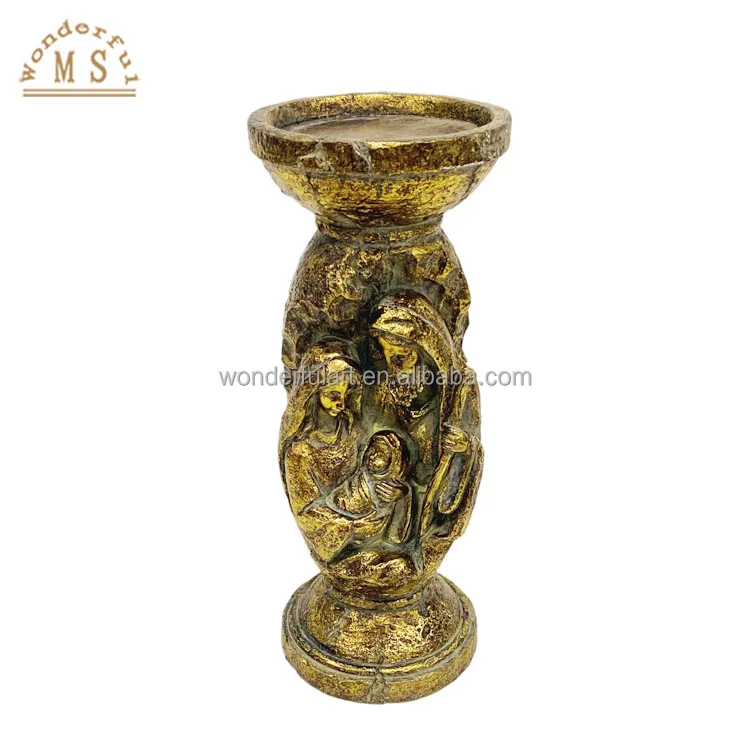 Hand made elegant outline Resin Religious Family candle holder suitable to any of home decoration and christmas holiday party