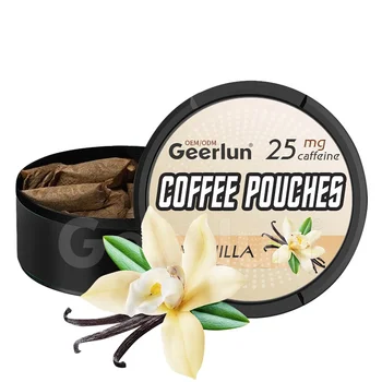 New Arrival 2025 Vanilla Flavor Coffee Powder Pouches Refresh and Brain Nootropic Caffeine Energy Pouches