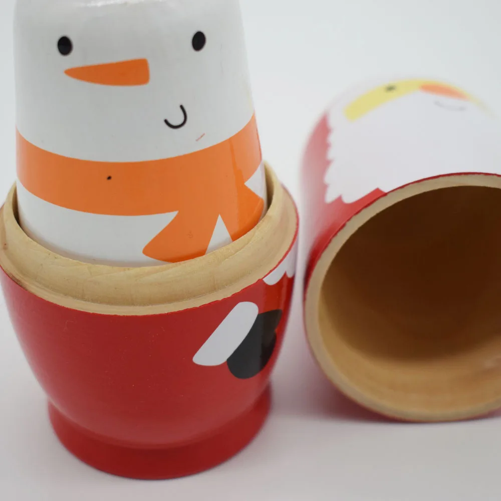 Muñeca Matryoshka De Madera – Set De 5 Piezas Anidadas – Pintadas A Mano En Rojo – Juguete Apilable Y Decoración Del Hogar