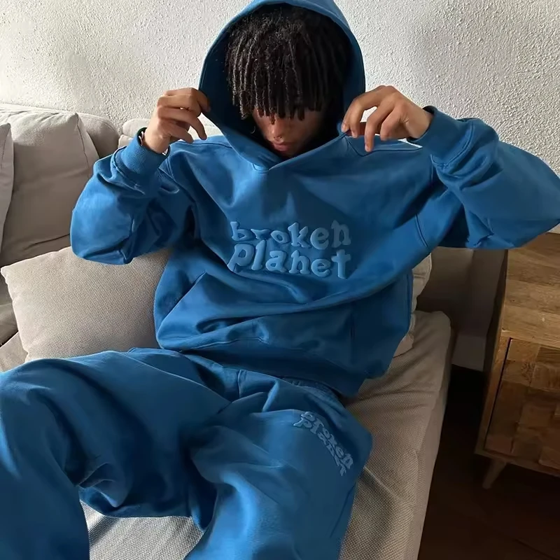 500G Custom Winter Unisex Oversized Heavyweight Cotton Lined Front Logo Hoodies Pullover Puff Printing Embroidery Brand Logo