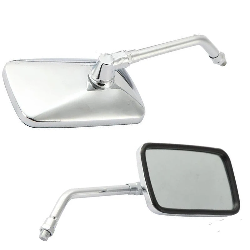 10mm Thread M10 Chrome Plating Rectangle Motorcycle Side View Rear View Mirrors for Choppers