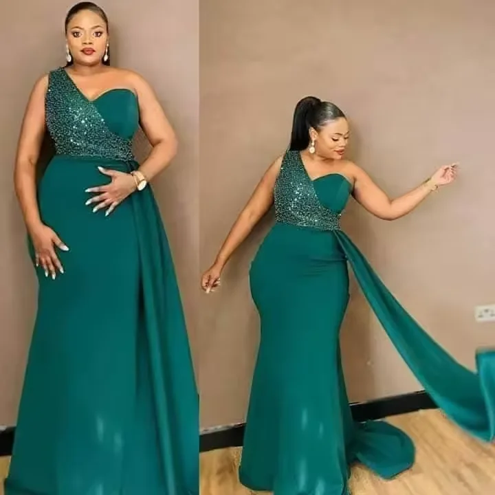 S0887F Latest Fashion Vestidos De Dama De Honor One Shoulder Emerald Green  African Bridesmaid Dresses