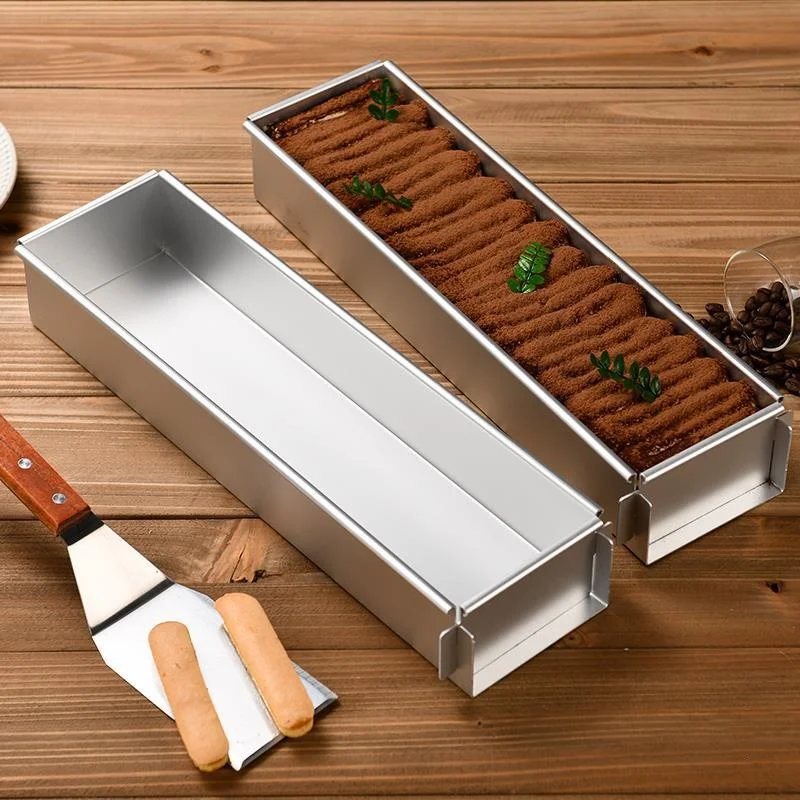Aluminum Anodized Rectangular Open Tiramisu Mold Cake Cheesecake Mousse Fixed Mold Battenberg Cake Baking Pan With Dividers
