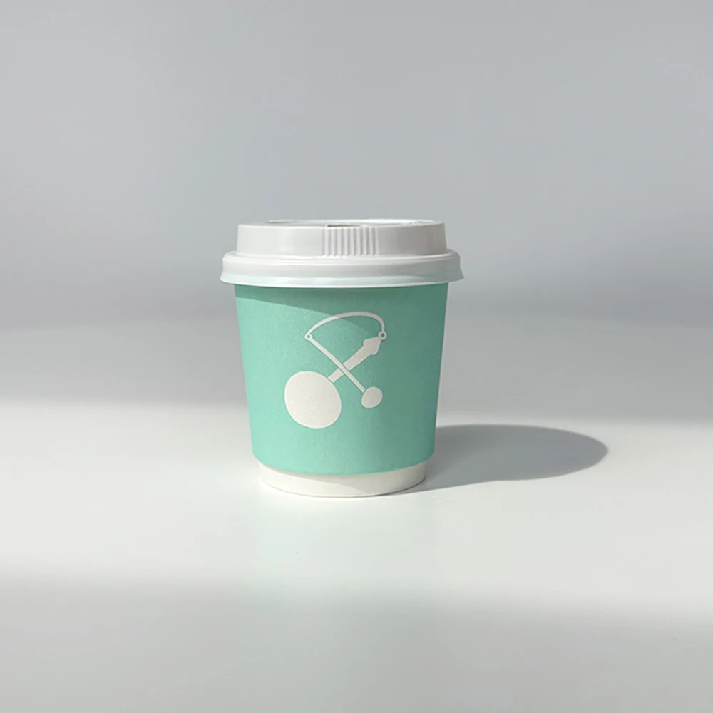 Factory Supply Small Size 4oz Custom logo Green Color  Hot Coffee Carton Paper Cup with PS Lid