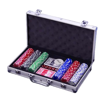 LANDER-MAN ABS Casino Games Aluminum Case With 2 Playing Cards 5 Dice Poker Set 300 Chip Poker Casino