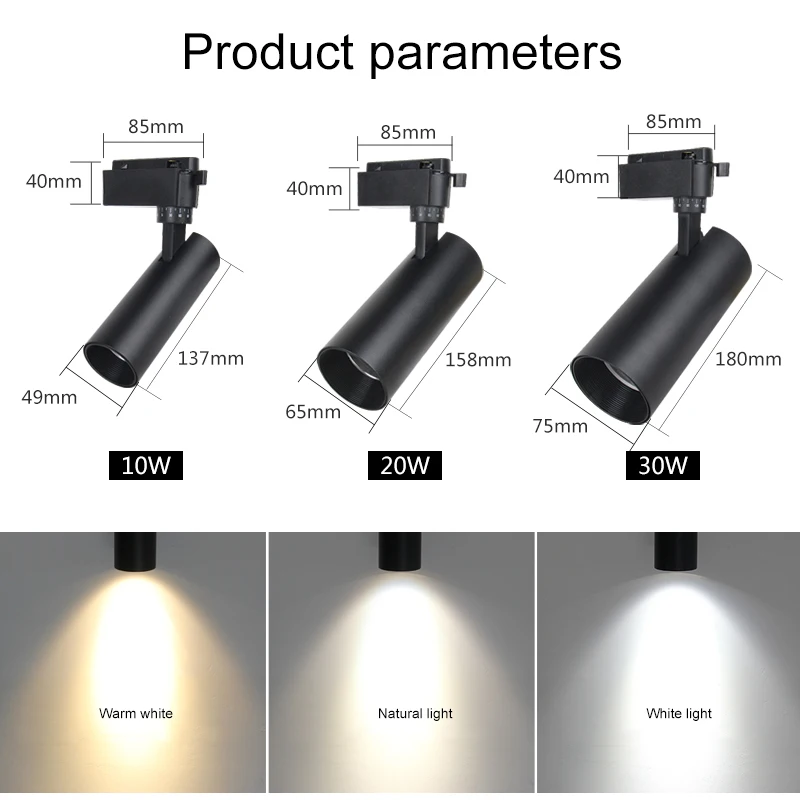
 Высококачественный современный коммерческий светодиодный Трековый светильник высокой яркости Ra80 COB Точечный светильник 20 Вт алюминиевый корпус 2 провода без мерцания  