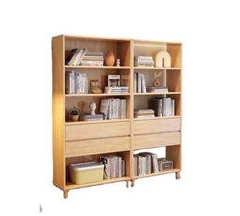 Scandinavian solid wood floor-to-ceiling bookcase display cabinet storage cabinet simple storage shelf minimalist style