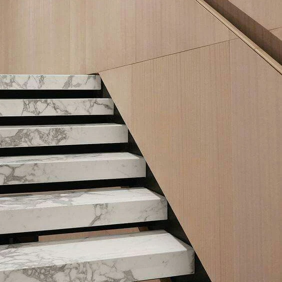 DBM Marble Steps Floating Stairs Metal Structure Cantilever Staircase