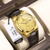 930 Gold Case Gold Face Leather Belt