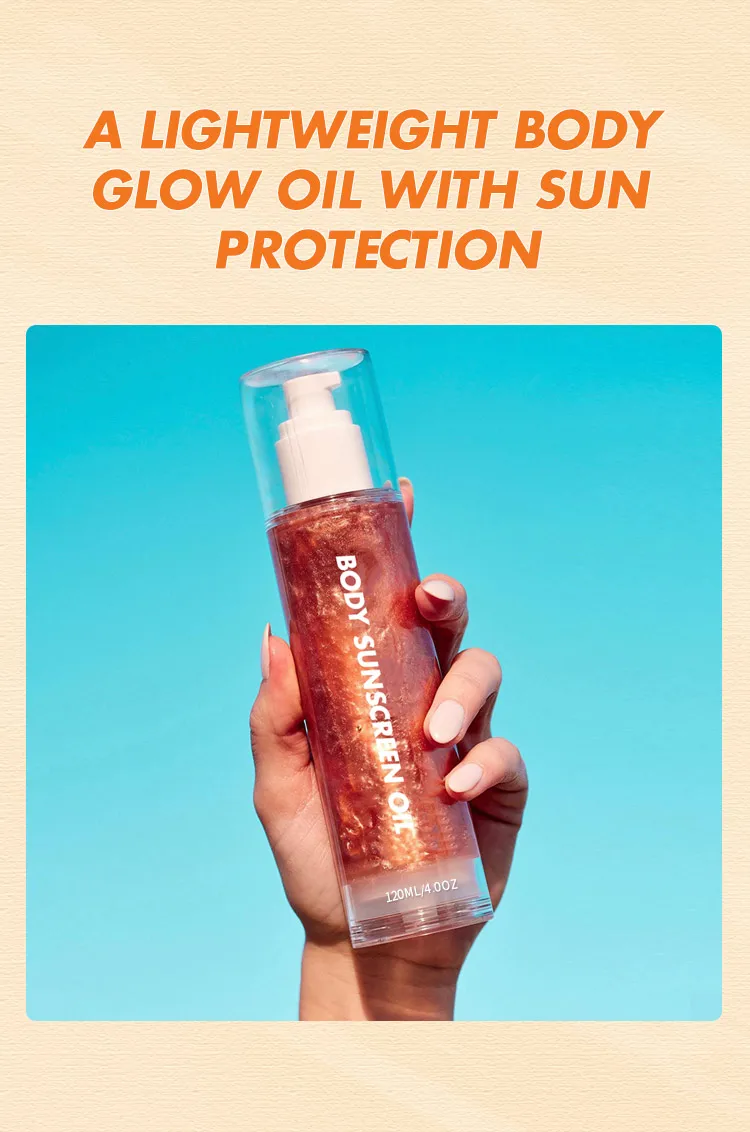 Hot Private Label Vegan Shimmering Body Glowing Oil Waterresistant