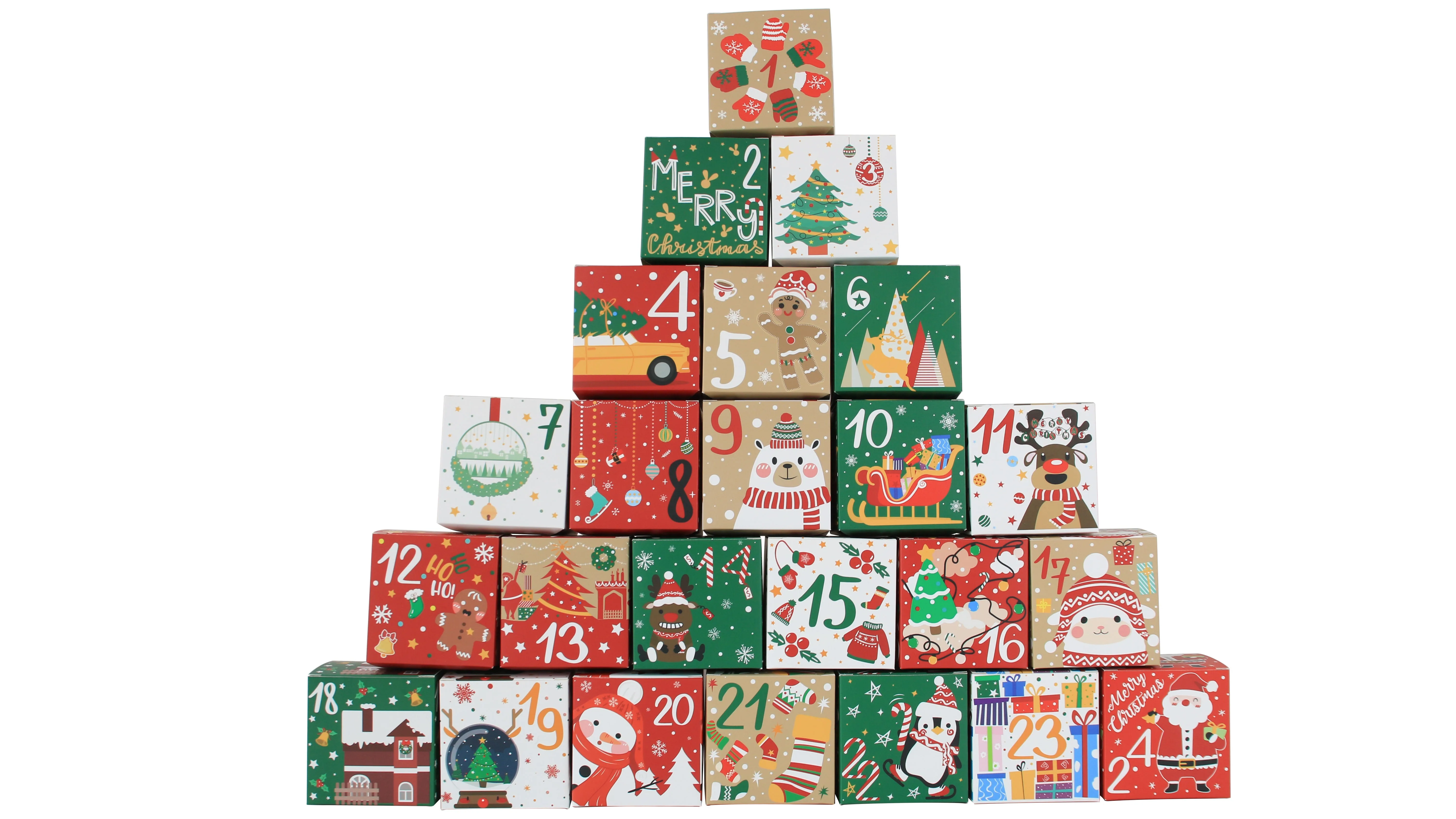 24 Days Paper Advent Countdown Gift Boxes For Kids And Family Christmas