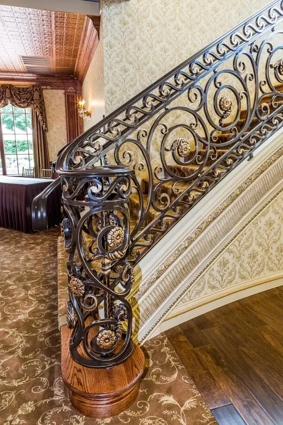 Curve Decorative Metal Iron Stair Railing  Wrought Iron Railing Stair Railing for Straight&Curved Staircase
