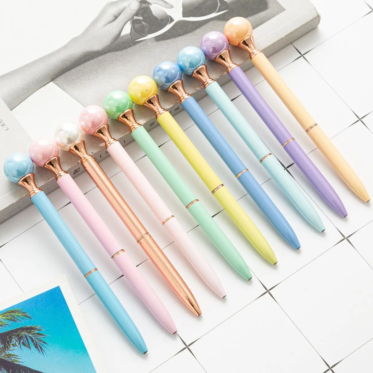 ins pearl metal ball pen business luxury gift ball point pen for