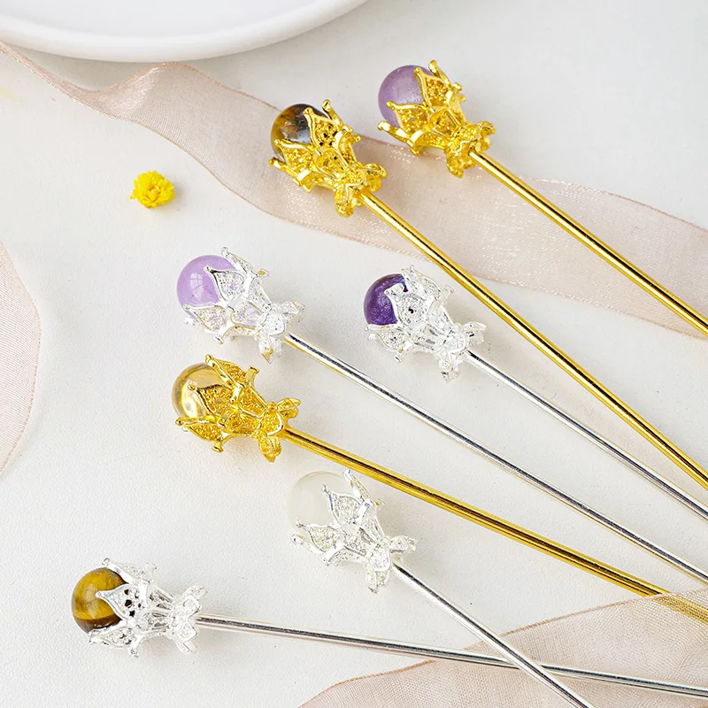 Женская заколка для волос с натуральным камнем