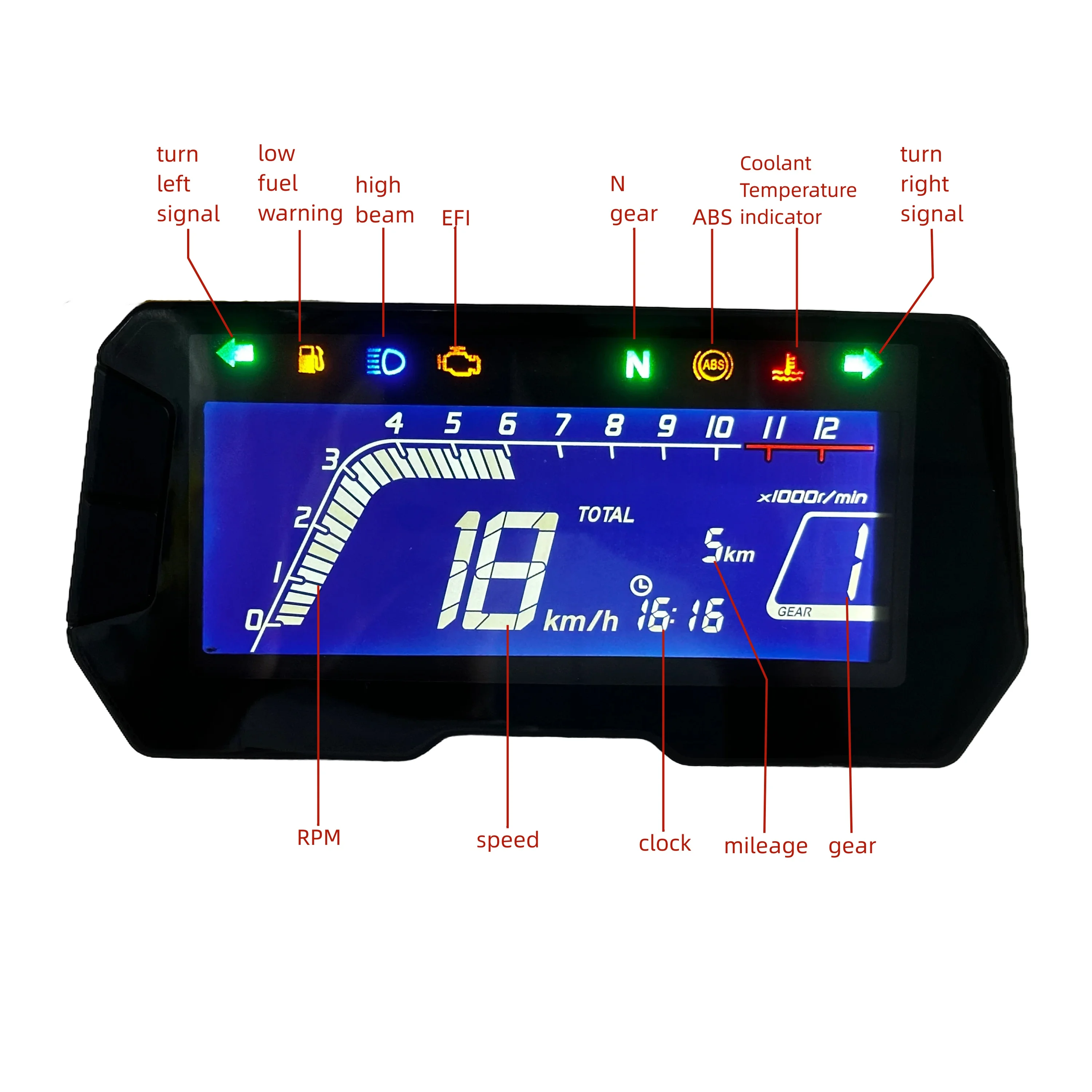 Factory Price Advantage Digital Motorcycle Dashboard Moto Bike Odometer for Honda Nova Xre300 Crf250 Rally