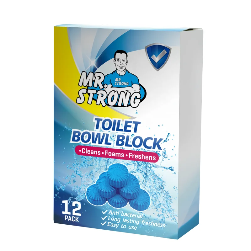 Blue Automatic Toilet Bowl Cleaner Tablets Blue Bubbles Solid Block