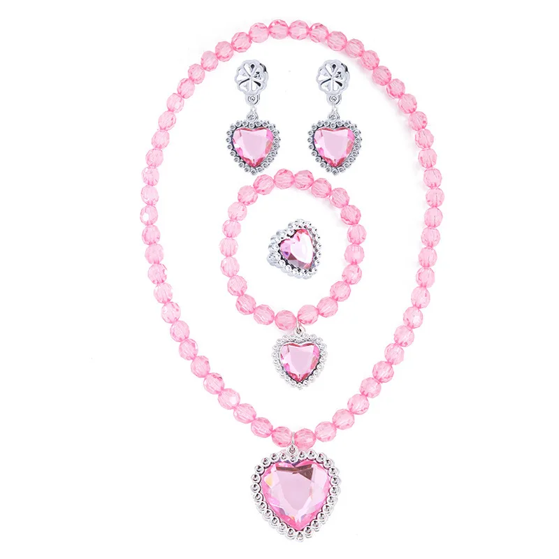 HC270 Wholesale Kids Imitation Jewelry Plastic Beaded Necklace Bracelet  Earrings Rings for Children Girls Birthday Pretend Party