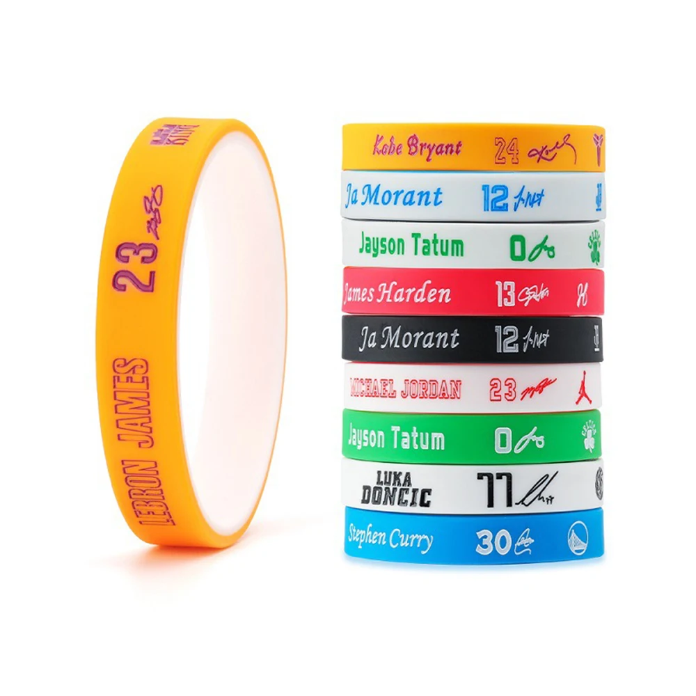 Factory Supply Double Silicone Wristband  Basketball Star Wristband Game Team Adjustable Silicone Wristband Wholesale