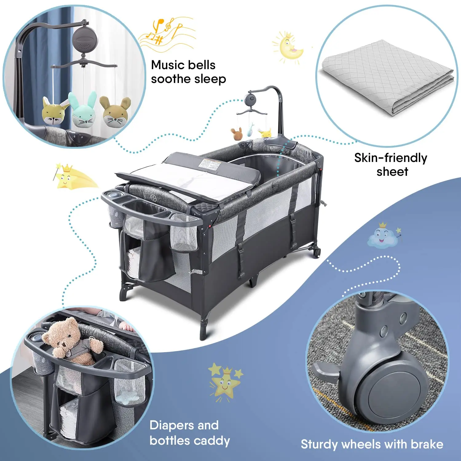 2023 Cheap Easy Carrying Baby Crib,Modern Adult Size Portable Playard