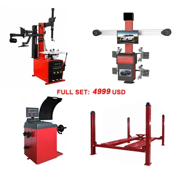 Full set 4 post hydraulic car lift & Four Wheel aligner &  Fully automatic tire changer  Wheel balancer for car workshop