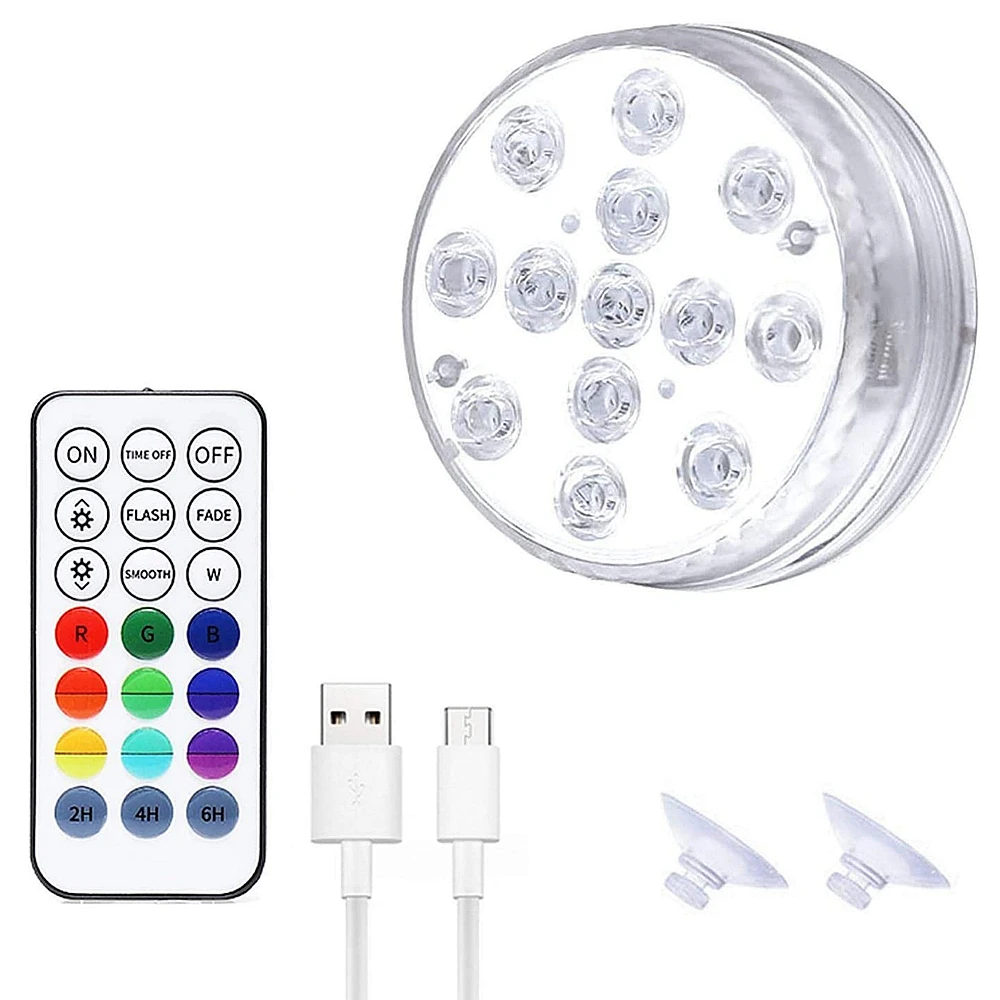 Lampe LED Submersible Piscine - 16 Couleurs RGB, Télécommande, étanche IP68