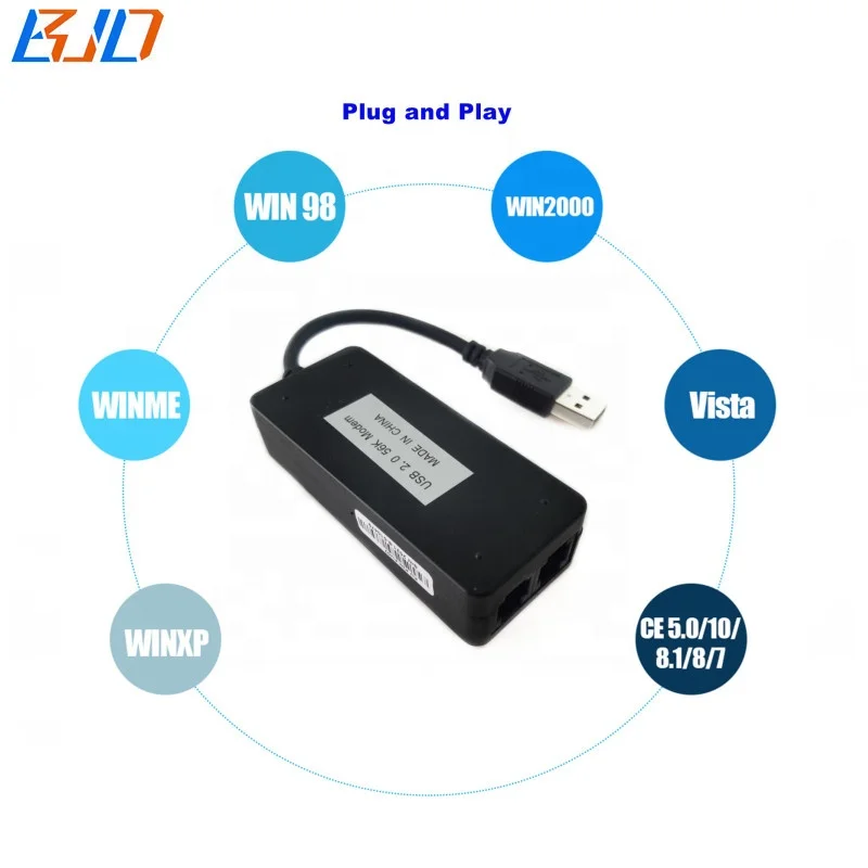 Usb Cellular Modem USB 2.0 56K External Fax Modem – Dual Port Dial-Up ...