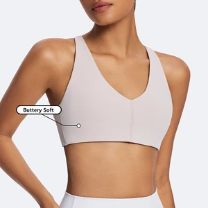 Custom Logo Activewear Adjustable Sports Bra With Knots Gym Workout Sport Bra Cross Back Compression Women's Yoga Bra Sports Top