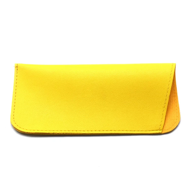 Maofar Factory Custom Logo Yellow Soft PU Leather Sunglasses Pouch Simple Glasses Pouch Case