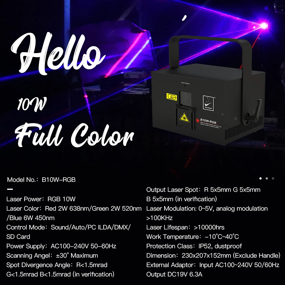 BETOPPER 10W Full-color Animation Laser Stage Lights B10W-RGB