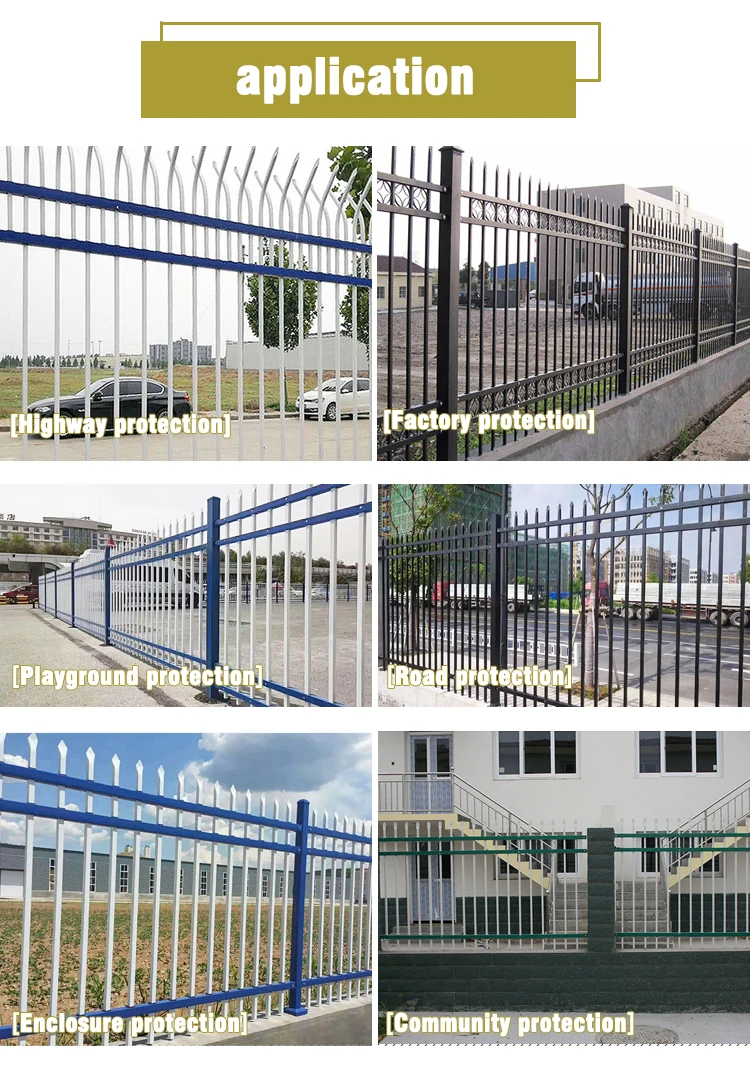 Wrought Iron Steel Fence with Zinc Panel Sport Fencing Metal Fence ...