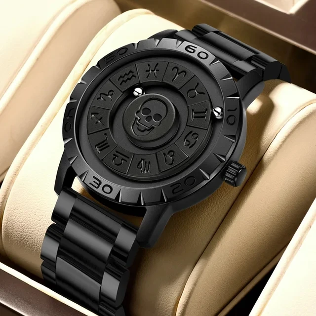Men's Watch FOXBOX 0047 Creative Skeleton Dial Scrolling Beads Quartz  Watches for Men Magnetic Force Ball Waterproof Wristwatch