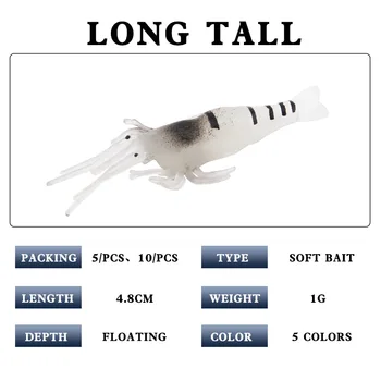 CHEERY 4.8cm 1g Five Colors Luminous Realistic Artificial Soft Bait Plastic Shrimp Lure Crazy Shrimp Fishing Lure – Soft Lure – view 5
