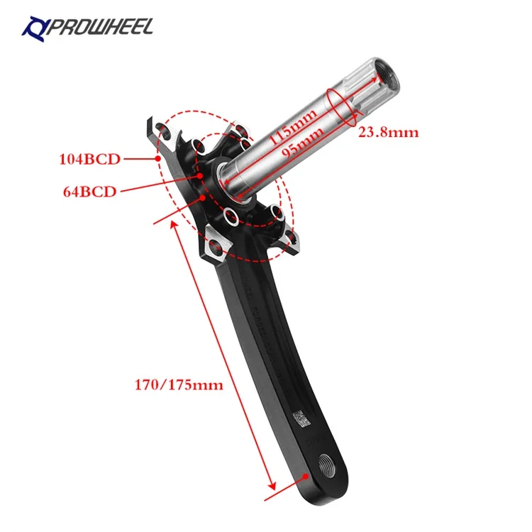 Pédalier Vélo Axe Carré – 48T 40T 52T, 170 Mm, Noir – Pour VAE, Route, Fixie, Avec Plaque Anti-chute