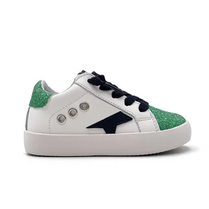Genuine Leather Green Sneaker for Children Wholesale Star Kids Casual Shoes Bulk New Styles Custom Branded Girls Sport Shoes