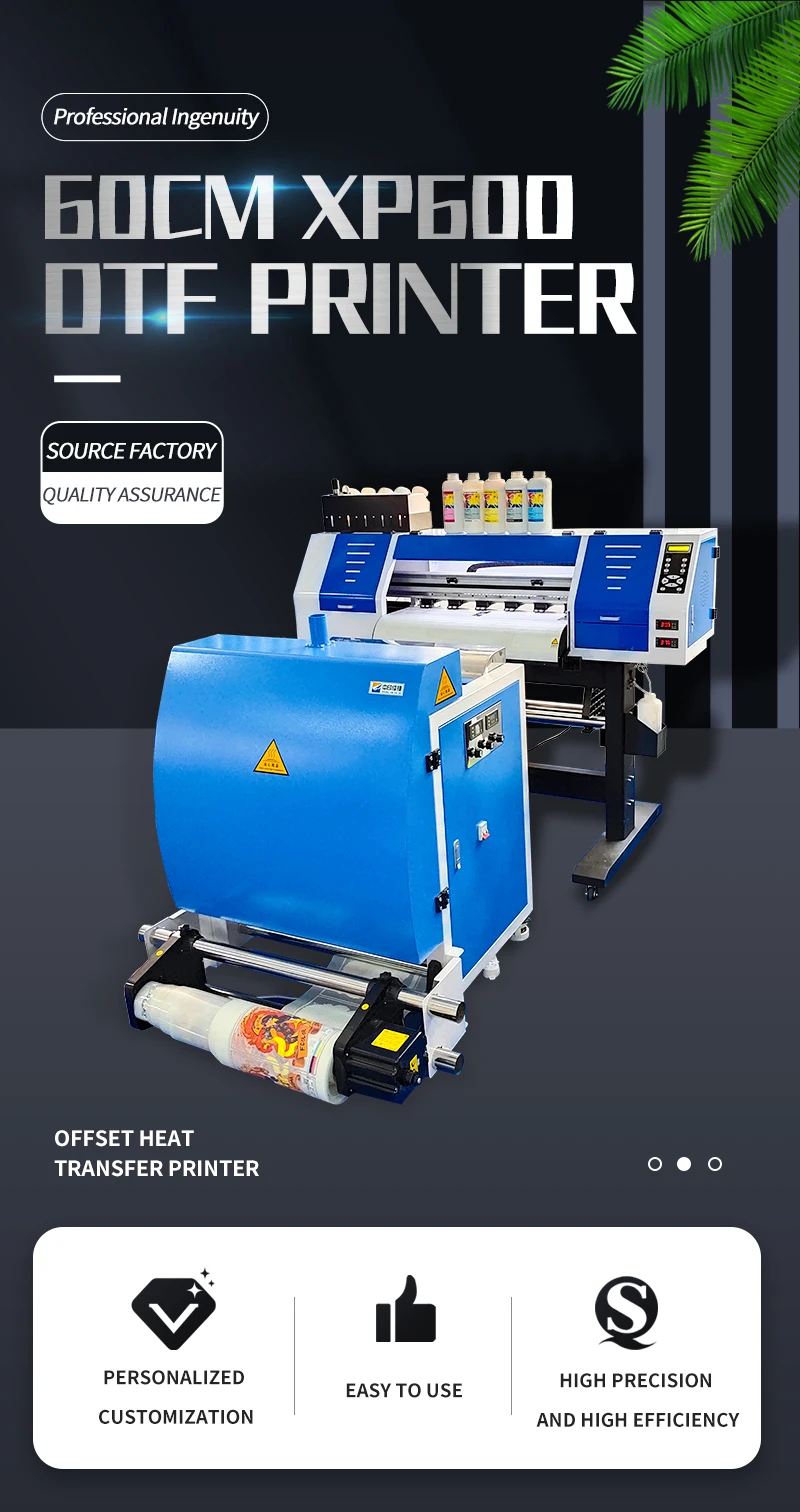 2 Head 60CM Pet Film I3200 XP600 DTF Printer for Tshirt Printing