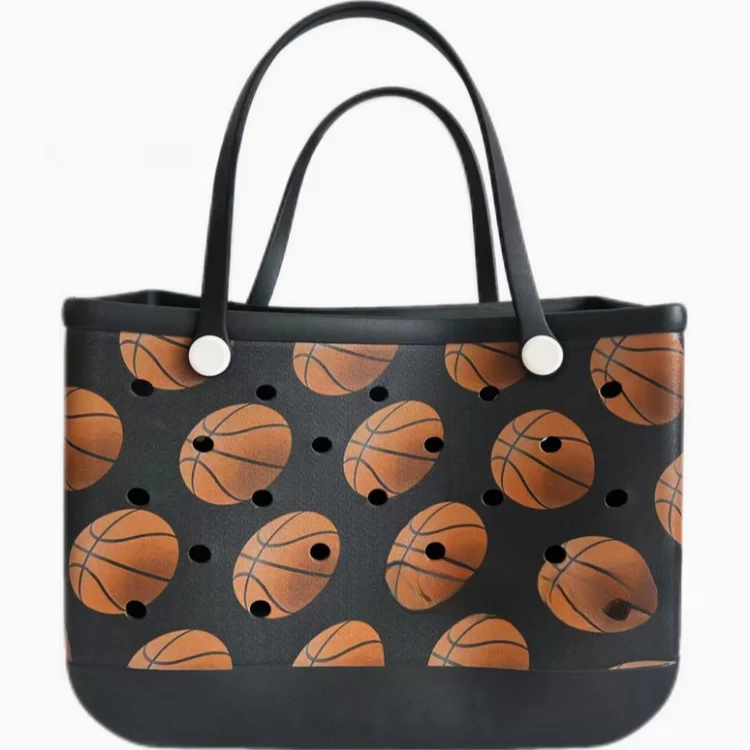 High Quality Wholesale Custom Printed Silicone Tote Bags Extra Large pink  Checkered Rubber Tote Beach Bag