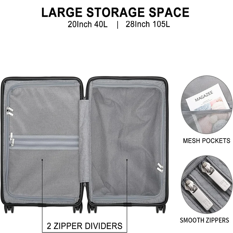 Durable Carry On Luggage Lightweight Pc Hard Shell Luggage With Spinner ...