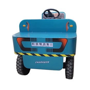 Wholesale Warehouse Four Wheel Electric Trolley Heavy Duty Goods Carrying Flat Platform Trolley Warehouse Transfer Vehicle