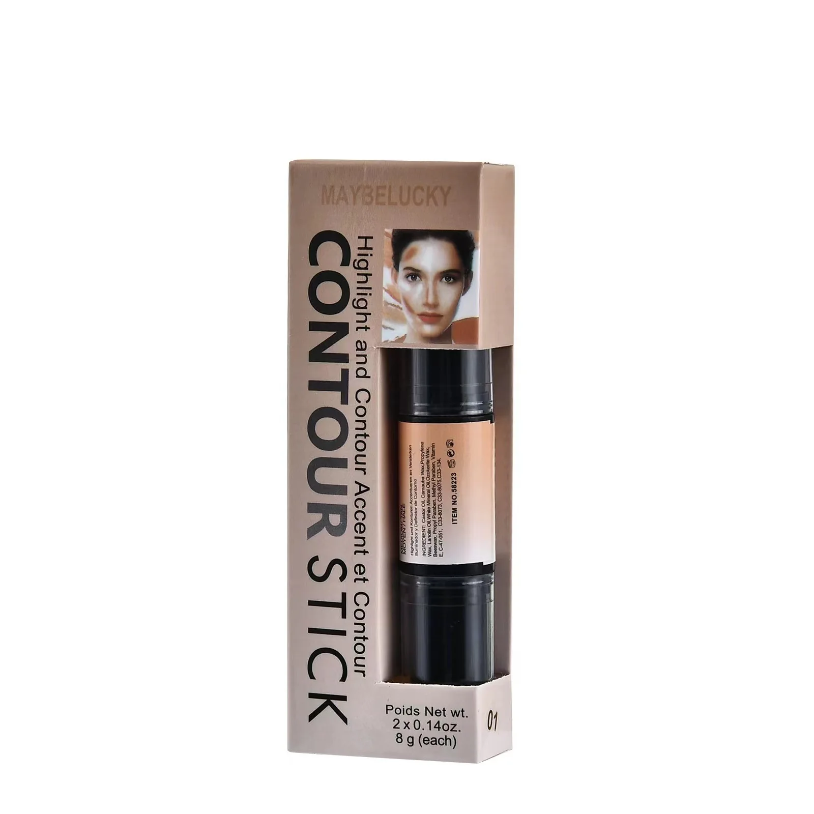 XRB01A Vegan Contour Stick Full Coverage Concealer Highlighter Double Head Bronzer and Highlighter Herbal Ingredient Makeup
