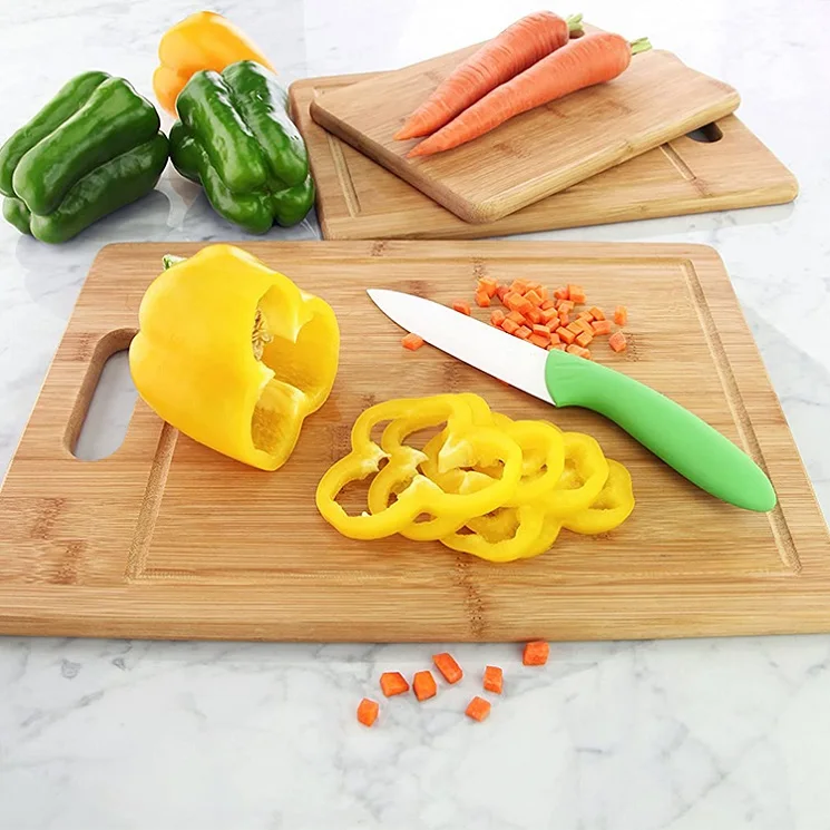 Бесплатные образцы оптовая продажа напечатанный логотип премиум-класса экологически чистая большая прямоугольная бамбуковая кухонная разделочная