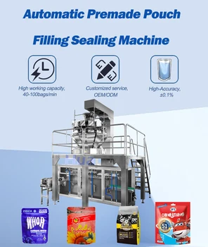 Fully Automatic Pouch Pellet Packing Machine New Gear-based Labeling Device for Hotel Industry Pre-made Bag Packaging