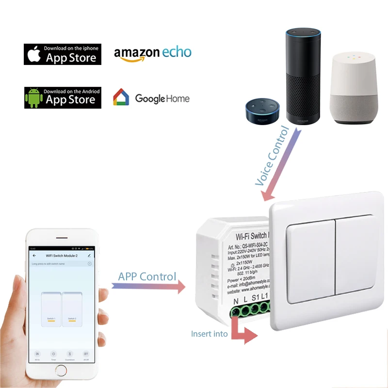 Оптовая продажа с завода система умного дома Domotica IOT Wi-Fi Zigbee реле ВКЛ./ВЫКЛ. выключатель 10 А настенный L