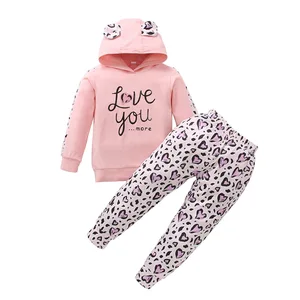 Mother's Day Letter Printed Hoodies Love Pants Two Pieces Girls Sweatshirts Clothing Sets