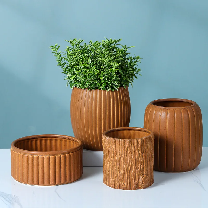 Ins复古风格陶瓷花瓶北欧风格客厅装饰花盆摆件干花粗陶木 Buy 花卉种植者 花盆播种机 陶瓷花盆product On Alibaba Com