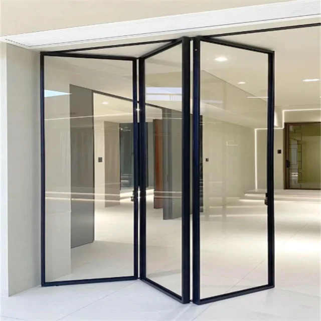 All-aluminum Folding Glass Doors, Available in Manual or Electric Operation,Featuring a Wide Viewing Area and Ultra-narrow Frame