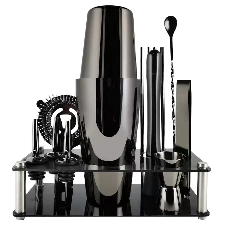 Customized Factory Wholesale 13pcs Stainless Steel Multi-color Cocktail Shaker Bar Set 18 oz & 28 oz Reusable Luxury Gift