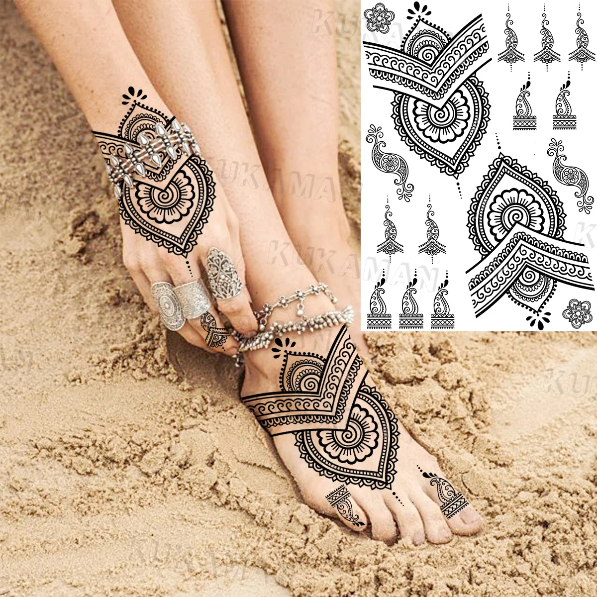 Giảm giá Hình dán style henna đùi nơ qsa062 - miếng dán hình xăm tatoo đẹp  dành cho nam nữ, kích thước 15x21cm - Mua Thông Minh