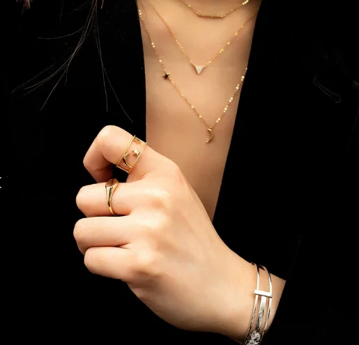 2022 Fashion Custom Design 18k Gold Plated Stainless Steel High Polish Signet Ring Simple Oval Rings