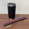 Pailles noires 2 pièces + Brosse 1 pièce + Gobelet thermos magnétique 20 oz 1 pièce