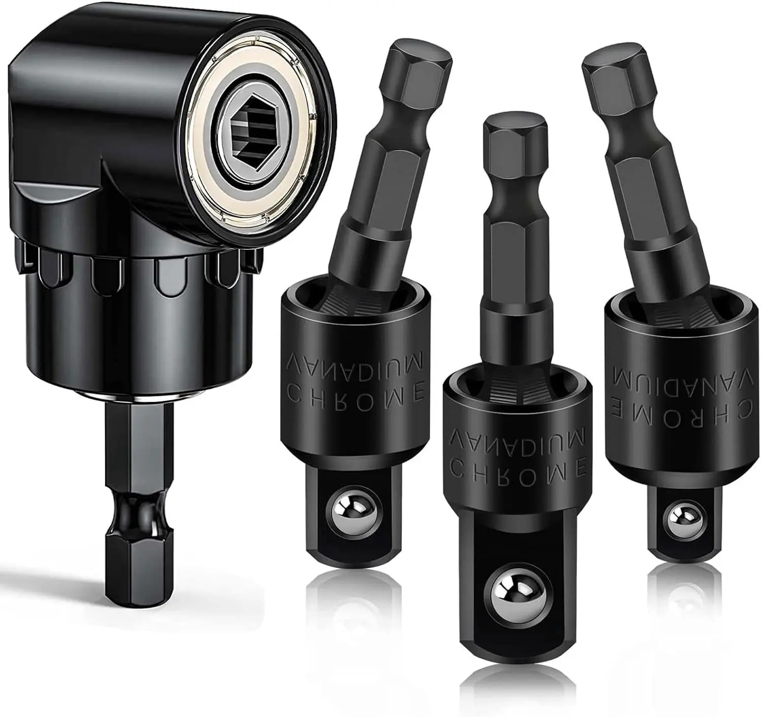 Flexible Drill Bit Extension Set with Right Angle Drill Attachment 1/4 3/8 1/2" Impact Grade Socket Adapter Sets